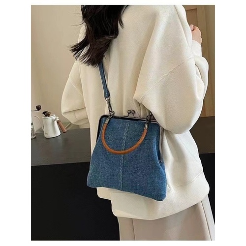 Blue Handmade Denim Patchwork Small Crossbody Bag – Women’s Shoulder & Handbag with Vintage Style - Main Image