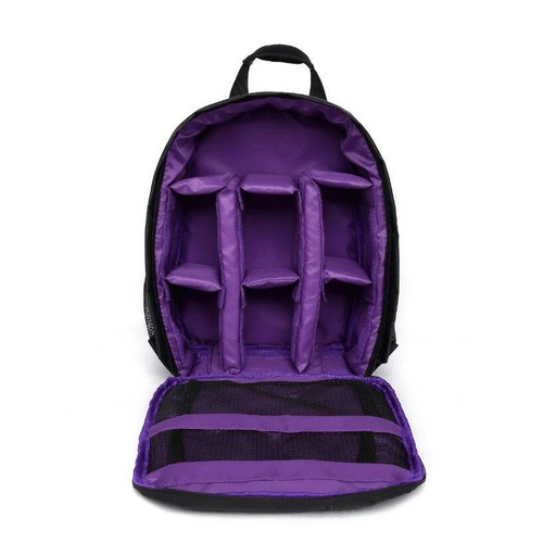 Purple Lining Water-Resistant DSLR Camera Backpack with Tripod Holder, Lightweight and Spacious Photography Bag for Outdoor Use(Camera and accessories - Main Image