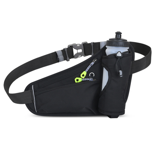 Black Hydration Running Waist Pack – Waterproof Lightweight Sports Belt with Bottle Holder(Water bottles are filming props, not included) - Main Image