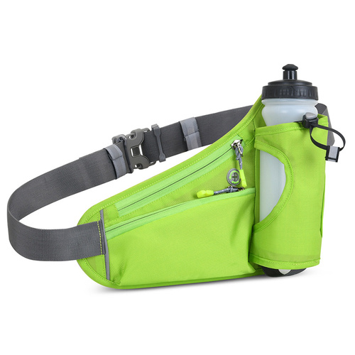 Bright Green Hydration Running Waist Pack - Waterproof Lightweight Sports Belt with Bottle Holder(Water bottles are filming props, not included) - Main Image