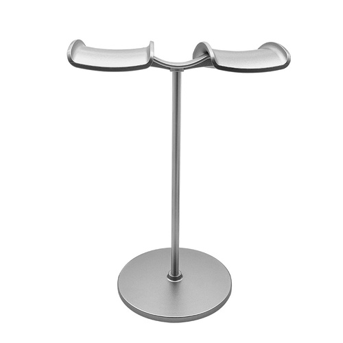 Silver Dual Headphone Stand - Creative Double Hook Aluminum Alloy Display Holder - Main Image