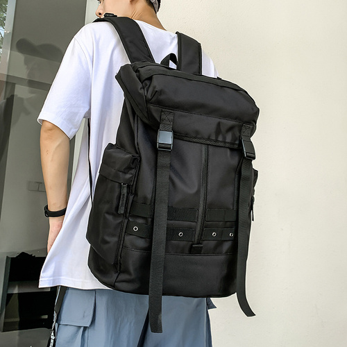 Black Trendy Street Style Backpack - Large Capacity for Hiking, Students & Everyday Use - Main Image