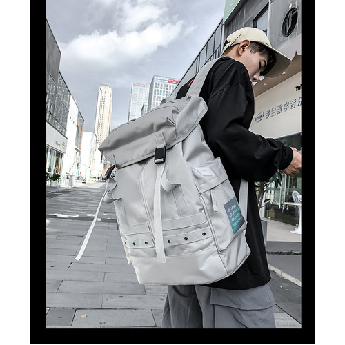 Grey Trendy Street Style Backpack - Large Capacity for Hiking, Students & Everyday Use - Main Image