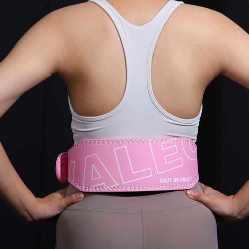Size L Pink Professional Weightlifting Belt with Sponge Padding for Deep Squat and Deadlift - Men and Women Fitness Support - Main Image