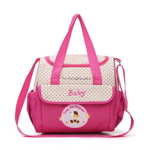 Small Pink Fashionable Large-Capacity Cartoon Bear Shoulder Crossbody Mommy Bag – Stylish and Functional Diaper Bag - Main Image