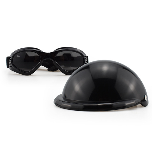 Size M Black Pet Helmet & Goggles Set - Adjustable Safety Gear for Dogs, UV Protection, Durable ABS Material, Stylish Outdoor Accessory - Main Image