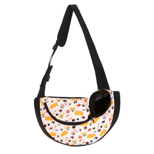 Size S Yellow Dog Pattern Lightweight Single Shoulder Pet Sling Bag -  Stylish Durable Oxford Fabric Carrier - Main Image