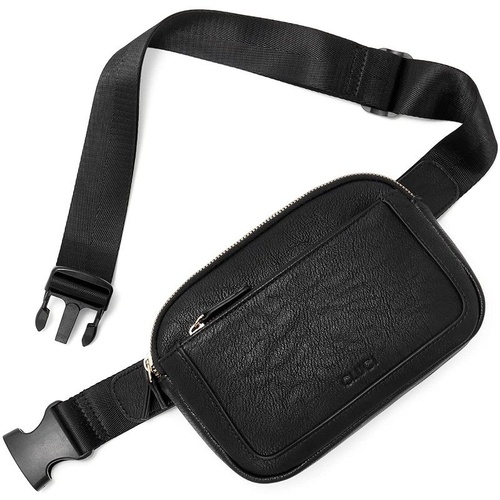 Black Adjustable Waterproof PU Leather Waist Bag – Stylish Crossbody Belt Bag for Men & Women - Main Image