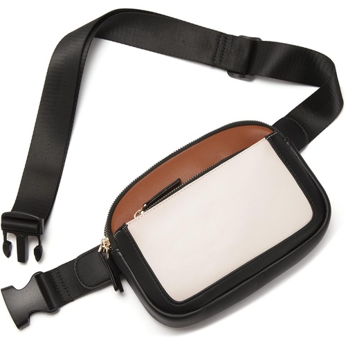 White And Black Color Matching Adjustable Waterproof PU Leather Waist Bag - Stylish Crossbody Belt Bag for Men & Women - Main Image