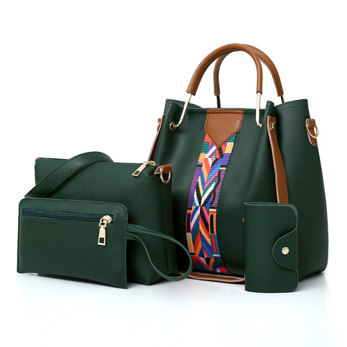 Dark Green Elegant 4-Piece Women's Handbag Set - Stylish PU Leather Tote, Shoulder Bag, Clutch, and Wallet for Every Occasion - Main Image