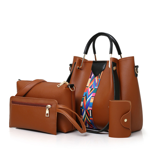 Brown Elegant 4-Piece Women's Handbag Set - Stylish PU Leather Tote, Shoulder Bag, Clutch, and Wallet for Every Occasion - Main Image