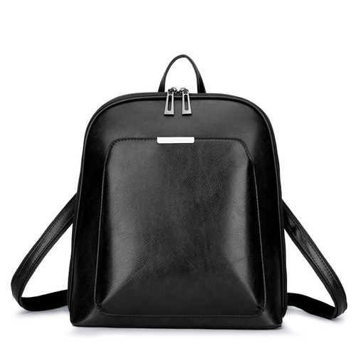 Black Stylish Women's PU Leather Backpack – Spacious, Anti-Theft, Multi-Pocket Travel Bag for School or Work - Main Image
