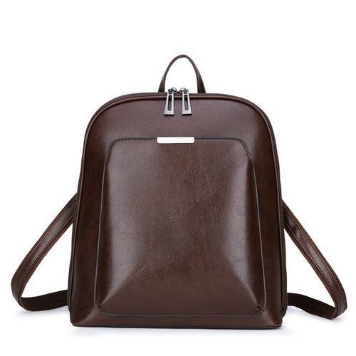 Brown Stylish Women's PU Leather Backpack - Spacious, Anti-Theft, Multi-Pocket Travel Bag for School or Work - Main Image