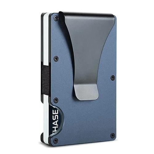 2 Pcs Dark Blue Aluminum Alloy RFID Blocking Wallet - Compact, Lightweight Credit Card Holder and Money Clip - Main Image