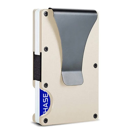 2 Pcs Gold Aluminum Alloy RFID Blocking Wallet - Compact, Lightweight Credit Card Holder and Money Clip - Main Image