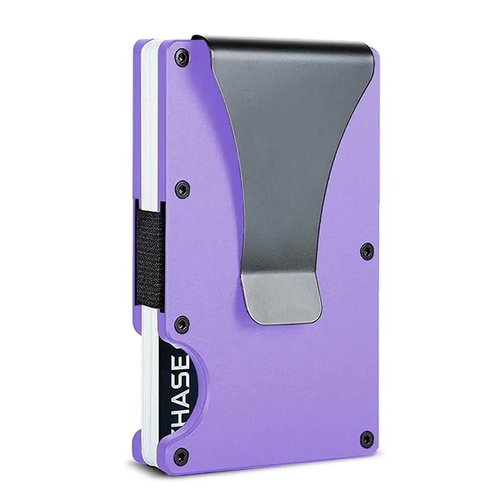 2 Pcs Purple Aluminum Alloy RFID Blocking Wallet - Compact, Lightweight Credit Card Holder and Money Clip - Main Image