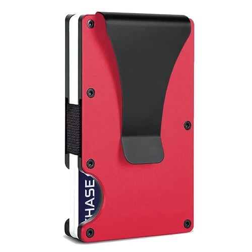 2 Pcs Red Aluminum Alloy RFID Blocking Wallet - Compact, Lightweight Credit Card Holder and Money Clip - Main Image