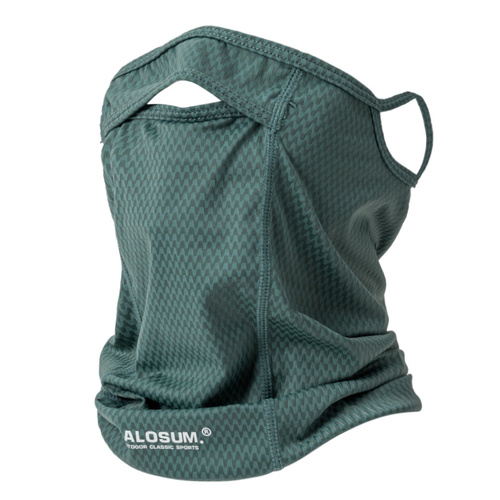 2 Pcs Green UV Protection Breathable Cycling Face Mask with Ear Hooks - Summer Ice Silk Neck Gaiter for Men and Women - Main Image