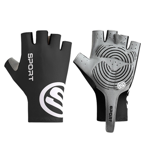 Size M Black Breathable Half-Finger Cycling Gloves - Anti-Slip, Shockproof, and Durable for Men & Women - Main Image