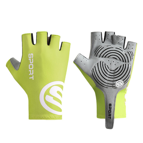 Size M Bright Green Breathable Half-Finger Cycling Gloves - Anti-Slip, Shockproof, and Durable for Men & Women - Main Image