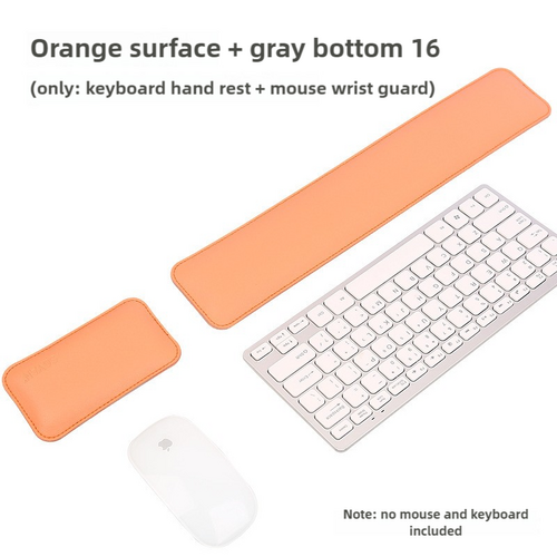 Orange And Grey (Keyboard Wrist Guard + Mouse Wrist Guard) Premium Dual-Sided PU Leather Keyboard Wrist Rest and Mouse Pad Set - Ergonomic Support for - Main Image