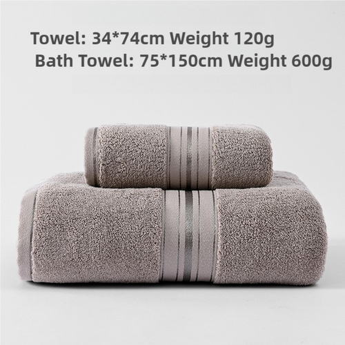Light Brown Cotton Towel Set(Towel + Bath Towel) - Quick Dry, Extra Thick & Absorbent, Perfect for Bath & Beach - Main Image