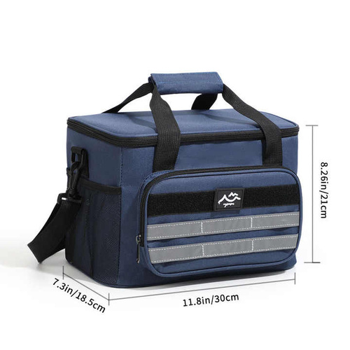Dark Blue 18L Large Capacity Outdoor Insulated Cooler Bag - Portable Picnic Ice Pack with Shoulder Strap - Main Image