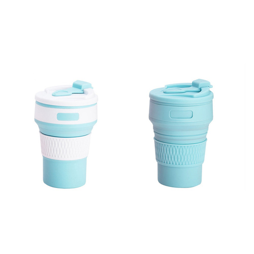 2 Pcs Blue Collapsible Silicone Coffee Cup - Portable, Food-Grade, Microwave & Freezer Safe Travel Mug(Combination pack of the same color) - Main Image