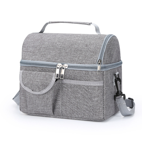 Grey Large Insulated Breast Milk Storage Bag, Dual Layer with Aluminum Foil Lining, Waterproof Oxford Fabric, Portable Handheld Food Container - Main Image