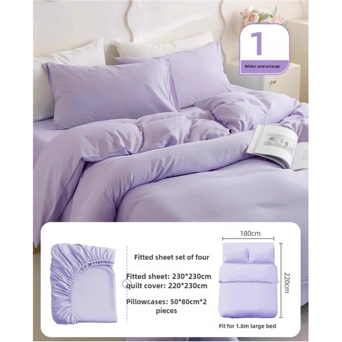 4 Packaging Purple Disposable Travel Bedding Set - Waterproof & Clean, Soft Non-Woven Fabric, 4 Pieces Set for Twin Beds - Main Image
