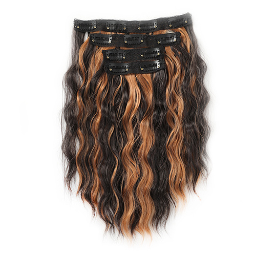 Black and Brown 12-Inch Clip-in Wavy Hair Extensions - 4-Piece Set,  Easy to Apply, Instant Volume Boost - Main Image