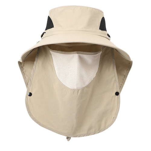 Khaki Outdoor Sun Hat with Face & Neck Protection, Quick-Dry, Breathable UV Protection Cap for Men and Women - Adjustable, Dust & Insect Repellent Hik - Main Image