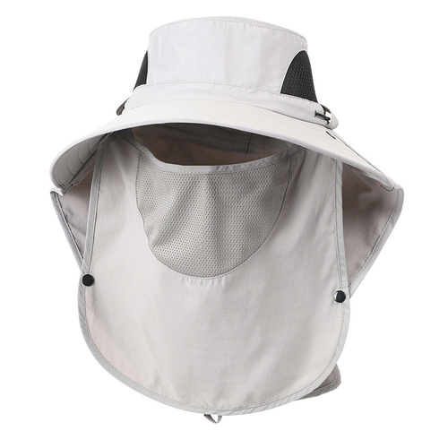 Grey Outdoor Sun Hat with Face & Neck Protection, Quick-Dry, Breathable UV Protection Cap for Men and Women - Adjustable, Dust & Insect Repellent Hiki - Main Image