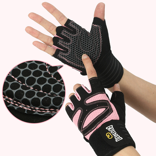 Size S Black And Pink Breathable Anti-Slip Gym Gloves for Workout and Weightlifting - Durable, Adjustable Fitness Gloves for Men and Women - Main Image