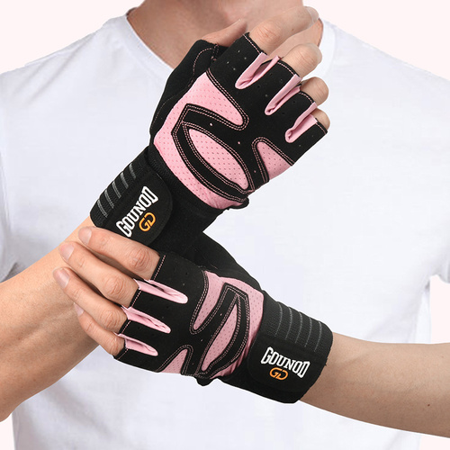 Size XL Black And Pink Breathable Anti-Slip Gym Gloves for Workout and Weightlifting - Durable, Adjustable Fitness Gloves for Men and Women - Main Image