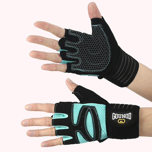 Size L Black And Blue Breathable Anti-Slip Gym Gloves for Workout and Weightlifting - Durable, Adjustable Fitness Gloves for Men and Women - Main Image