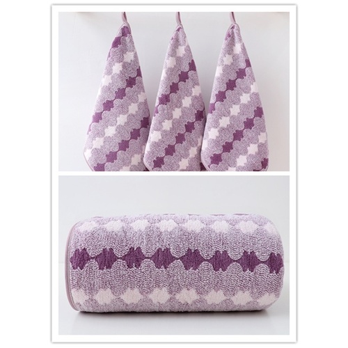 Purple Premium Coral Fleece Towel Set - 1 Bath Towel (88x170cm) + 3 Hand Towels (35x35cm) - Soft, Absorbent, and Quick-Drying - Main Image