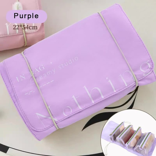Purple Portable 4-in-1 Cosmetic Storage Bag, Removable Travel Organizer for Makeup, Toiletries, and Small Accessories - Main Image