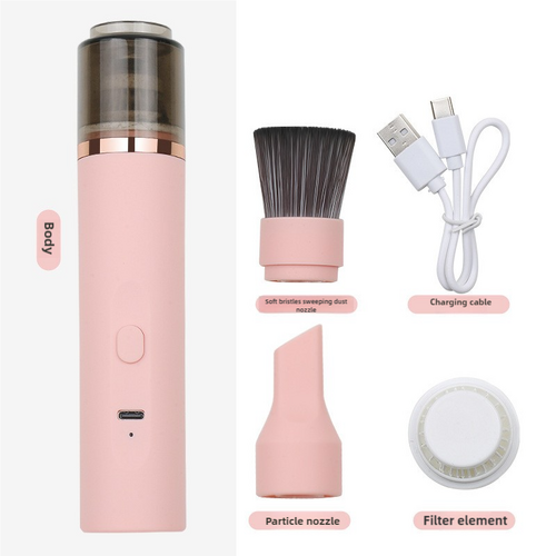 Pink Mini Portable Wireless Dust Vacuum Cleaner, Powerful and Long-Lasting Handheld Vacuum for Makeup Tables, Powder, and Dust - Main Image