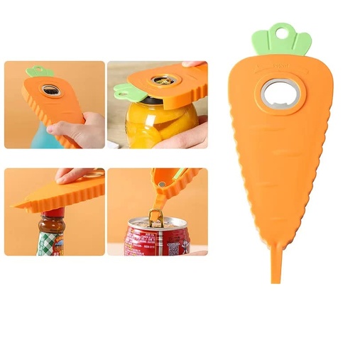 2 Pcs Orange Carrot-Shaped Multi-Function Bottle Opener – Versatile Kitchen Tool for Jars, Cans, and Bottles - Main Image