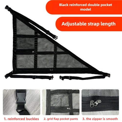 Black Car Roof Triangular Storage Net – Adjustable Ceiling Organizer for Vehicles - Main Image