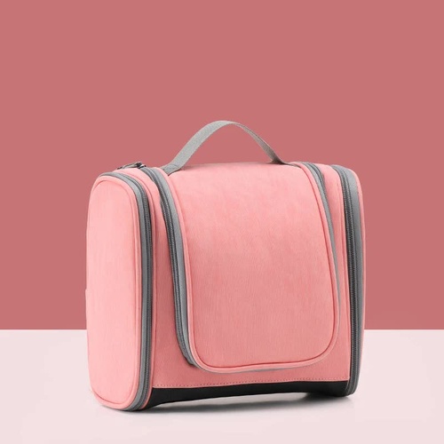 Pink Large Capacity Travel Toiletry Bag with Dry-Wet Separation - Hanging Organizer for Cosmetics and Personal Care - Main Image