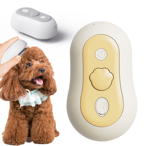 2 Pcs Yellow and White 3-in-1 Pet Grooming Steam Brush - Silent, Heated Brush for Fur Removal and Odor Elimination - Main Image