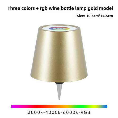 Gold RGB Color-Changing LED Bottle Lamp - Adjustable Smart Lighting for Home Decor - Main Image