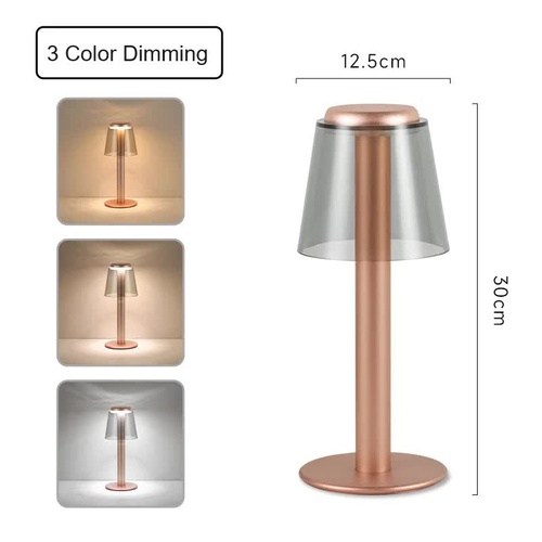 Gold Stylish Transparent Desk Lamp with Touch Control, LED, Type-C Charging – Simple and Modern Design - Main Image