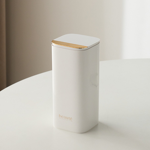 White Automatic Lifting Makeup Brush Holder with 4 Compartments, Large Capacity Cosmetic Brush Organizer(Makeup brushes are shooting props and are not - Main Image