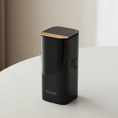 Black Gold Automatic Lifting Makeup Brush Holder with 4 Compartments, Large Capacity Cosmetic Brush Organizer(Makeup brushes are shooting props and ar - Main Image