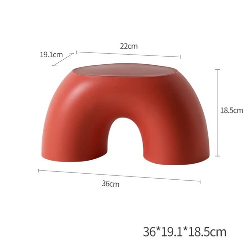 Red Minimalist Round Shape Footstool - Durable Anti-slip Rainbow Stool for Home, Creative Design PP+Polypropylene Material, Comfortable Shoe Bench - Main Image