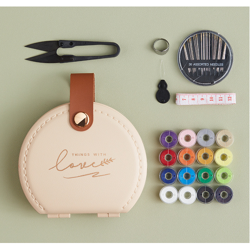Apricot Portable Sewing Kit with Threads, Needles, and Tools - Compact Travel Case for Sewing Accessories - Main Image