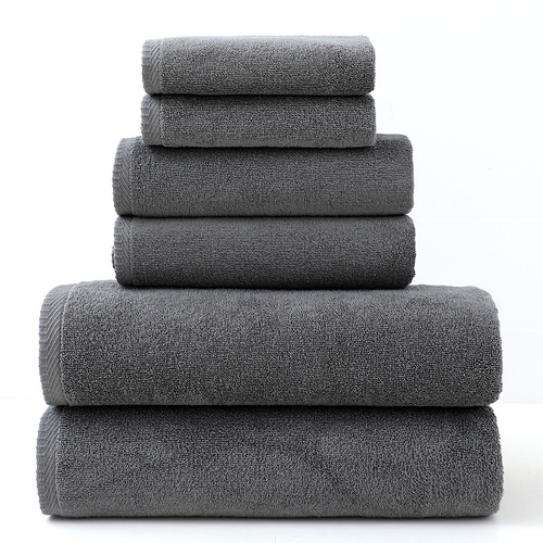 Grey Premium Cotton Towel Set - 6 Pieces, Soft & Absorbent Bath Towels for Adults - Main Image